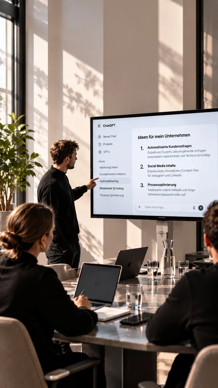 KI-Workshop mit einem Team vor einem großen Bildschirm